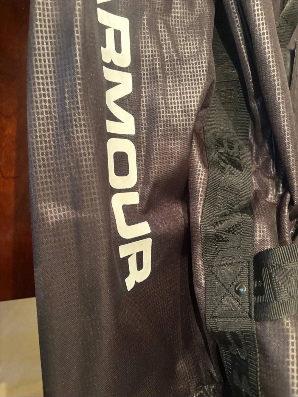 Under Armour Black Gray Sports Bag with White Logo